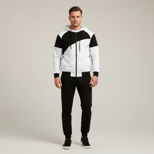 Men's Casual Trendy Patchwork Sports Hoodie Set