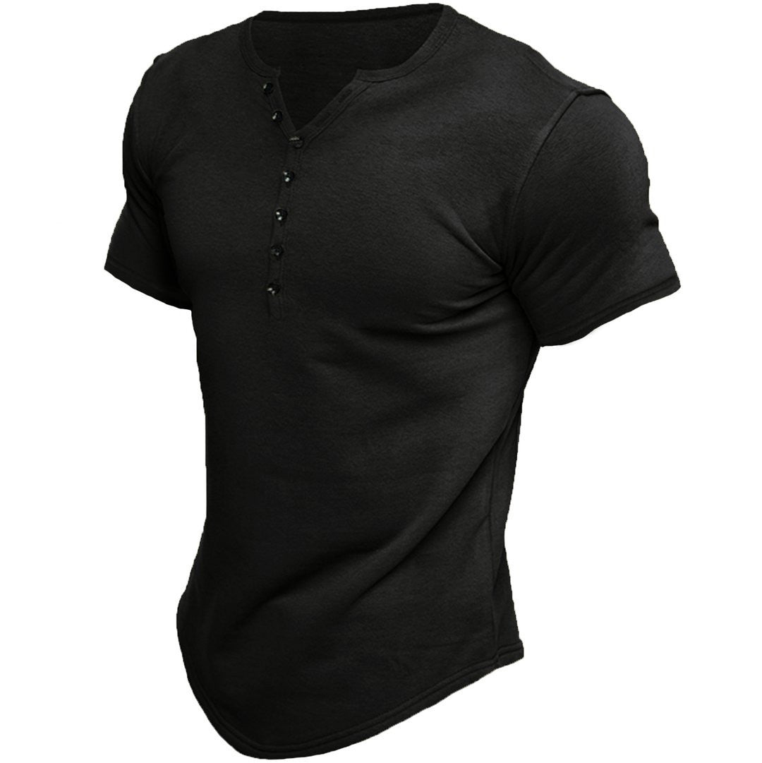 Men’s Short Sleeve Henley Shirt With Button Placket