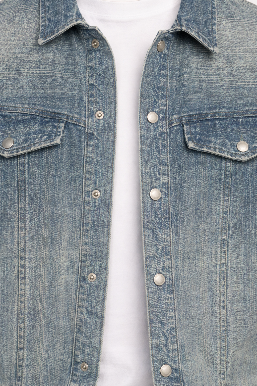 Men’s Faded Blue Denim Jacket for Street Wear