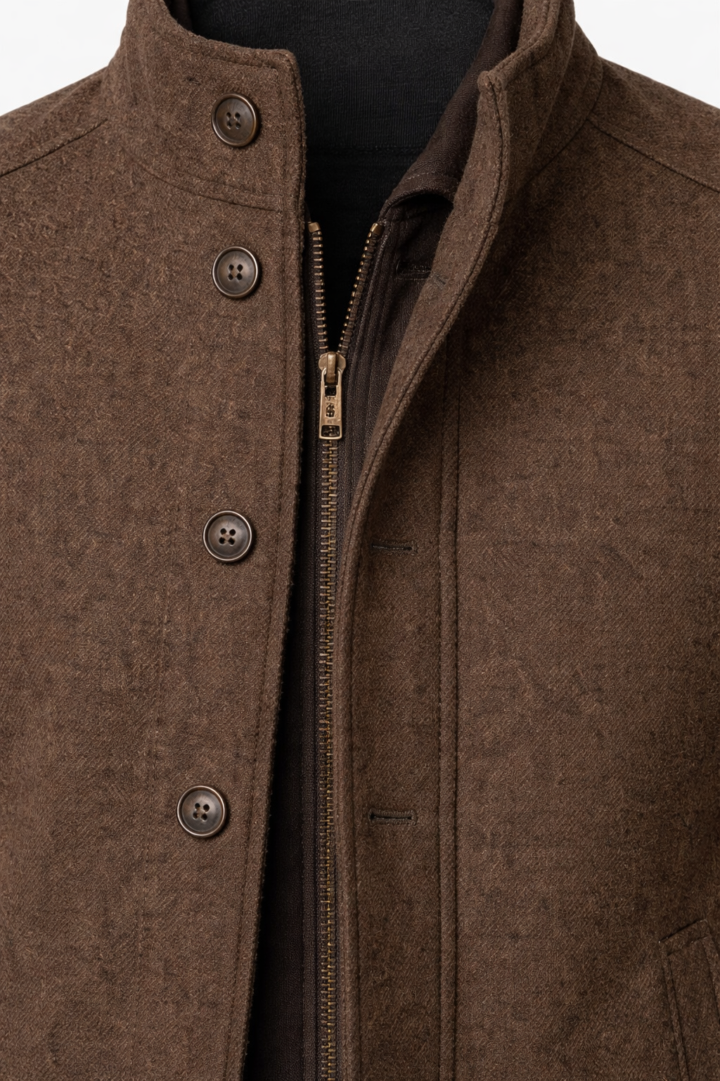 Men’s Wool Stand Collar City Jacket with Quilted Inner Layer