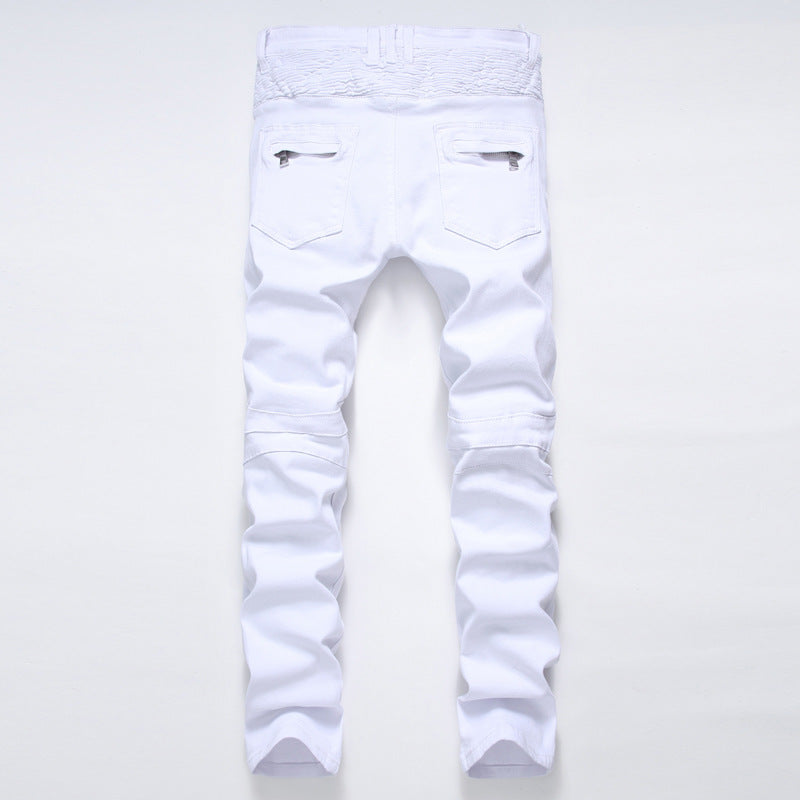 Rugged Street Biker Slim Jeans