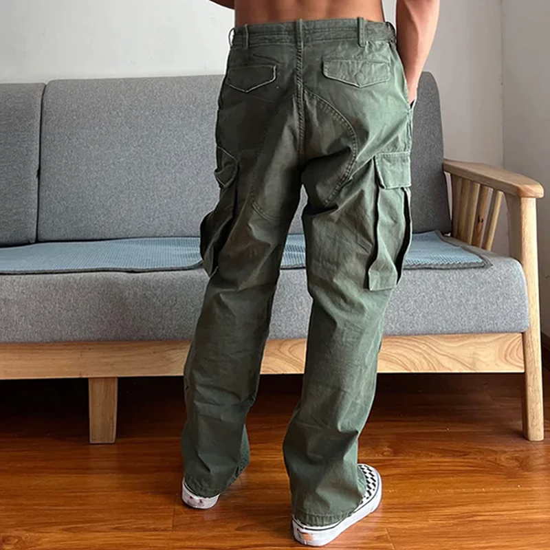 Men’s Cargo Pants With Straight Fit Utility Pockets And Structured Design