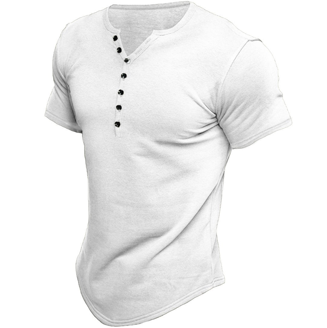 Men’s Short Sleeve Henley Shirt With Button Placket