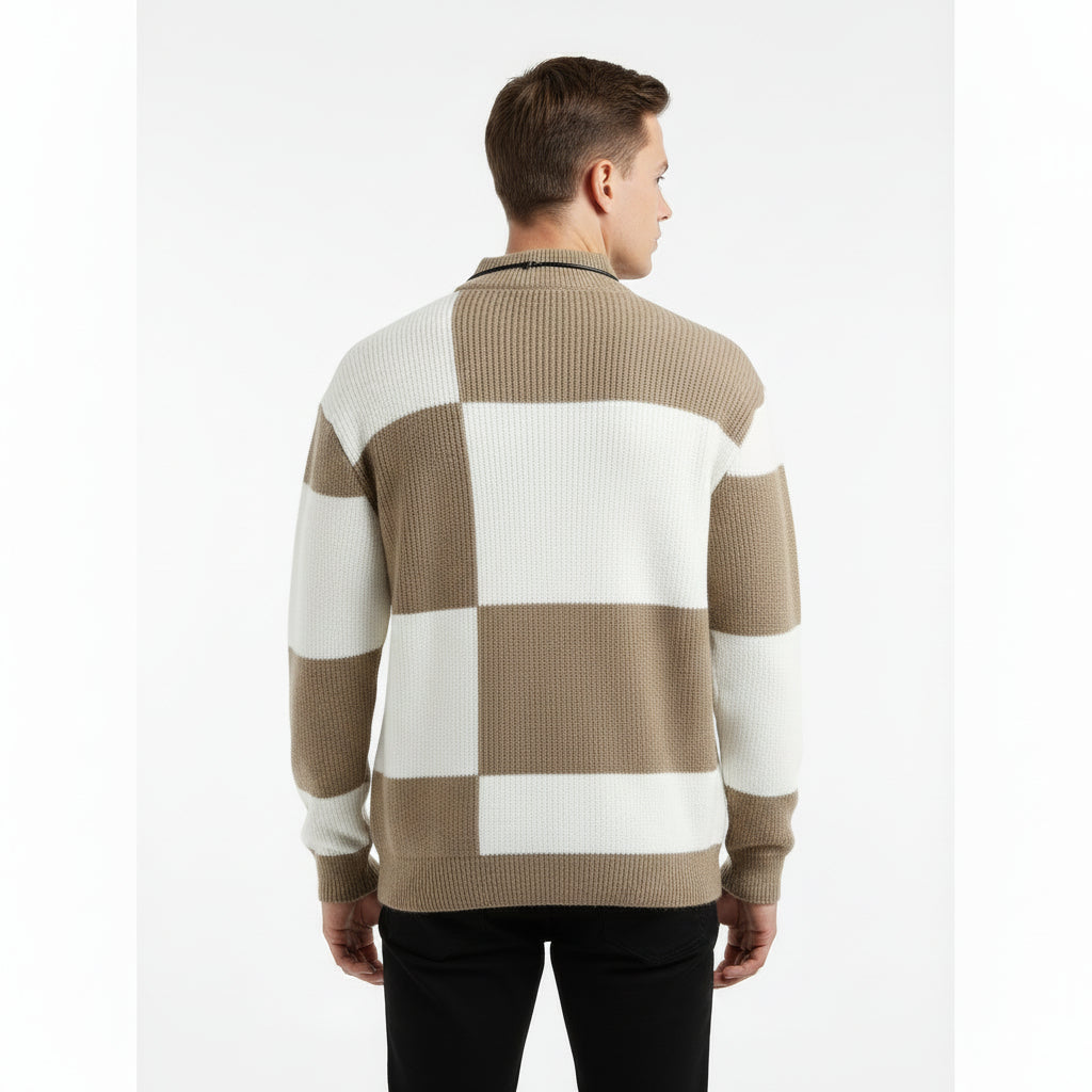 Block Stripe Knit Crew Sweater