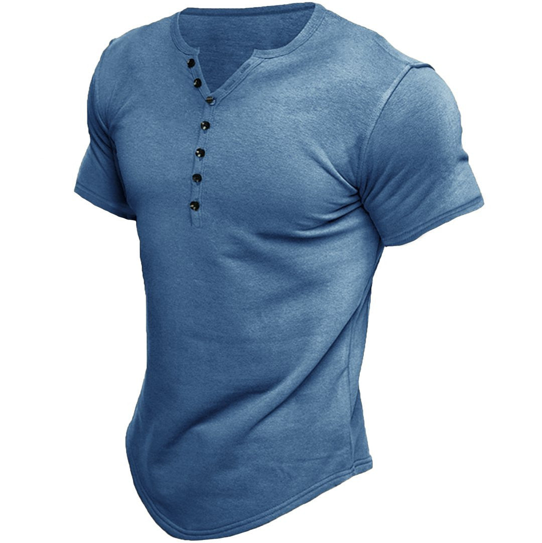 Men’s Short Sleeve Henley Shirt With Button Placket
