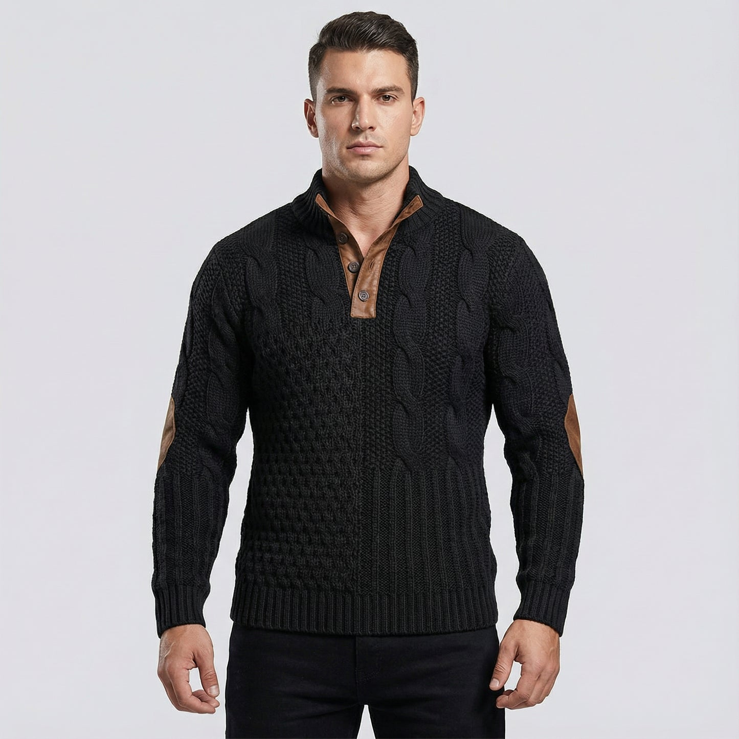 Textured Cable Knit Men’s Pullover