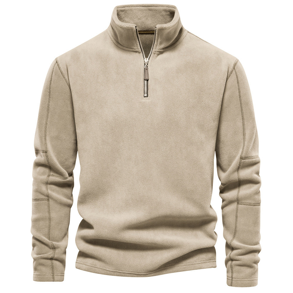 Men’s Long Sleeve Quarter Zip Fleece Top With Stand Collar