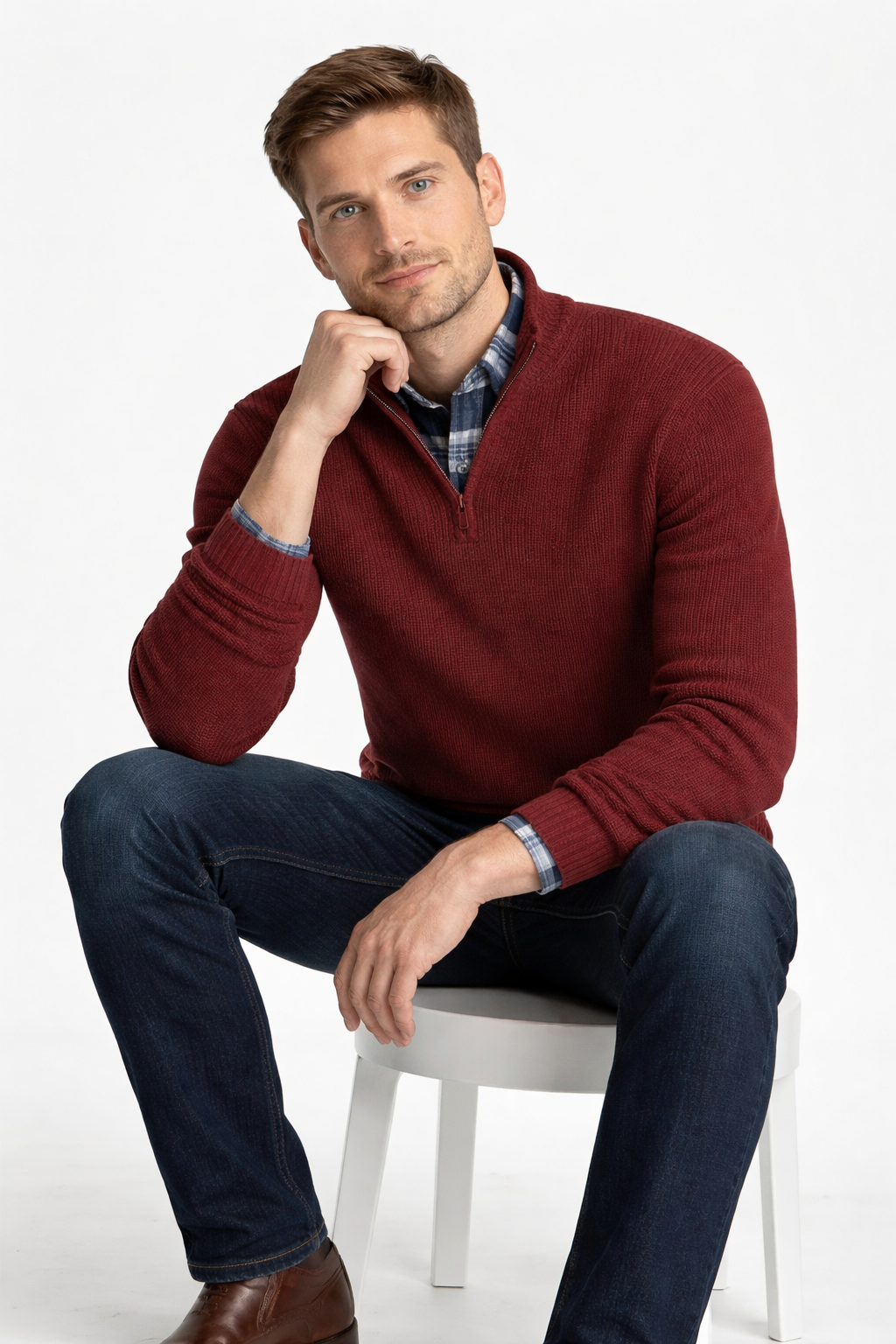 Men’s Everyday Textured Quarter Zip Knit Shirt