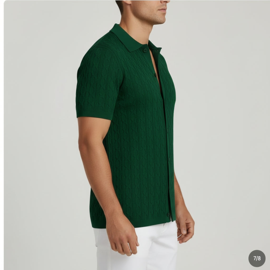 Men’s Cable Knit Short Sleeve Shirt