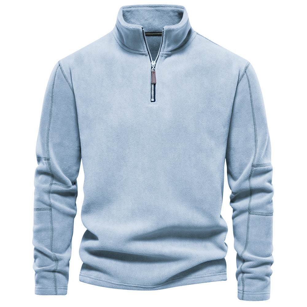 Men’s Long Sleeve Quarter Zip Fleece Top With Stand Collar