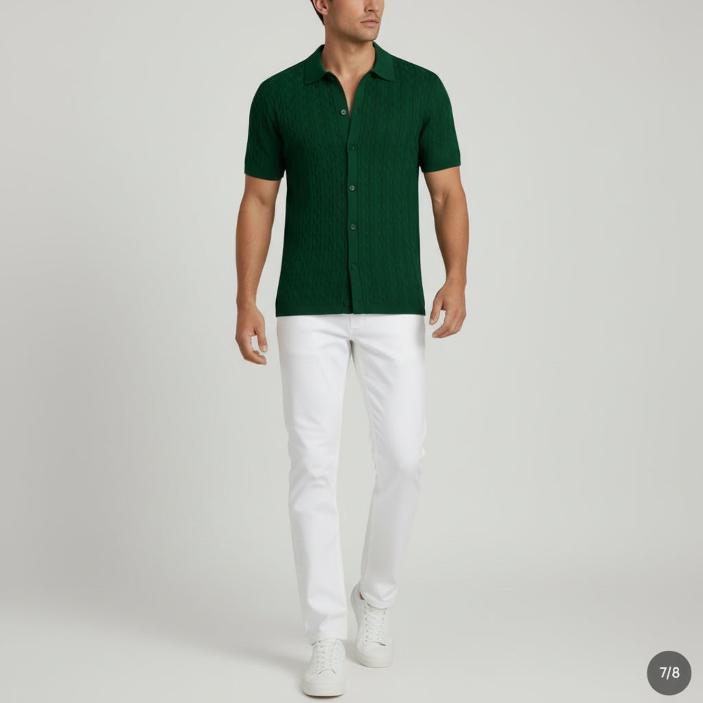 Men’s Cable Knit Short Sleeve Shirt