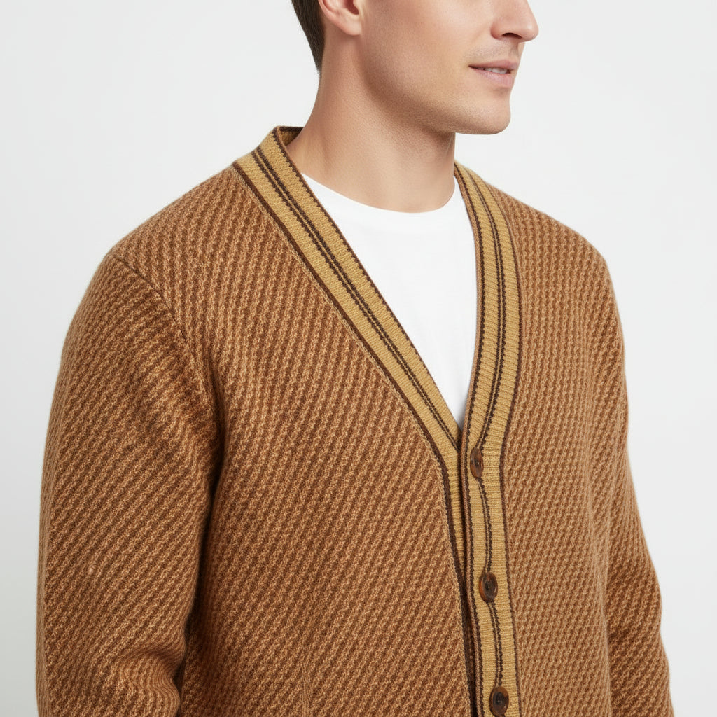 Retro Knit Chevron Cardigan – Button Front Sweater