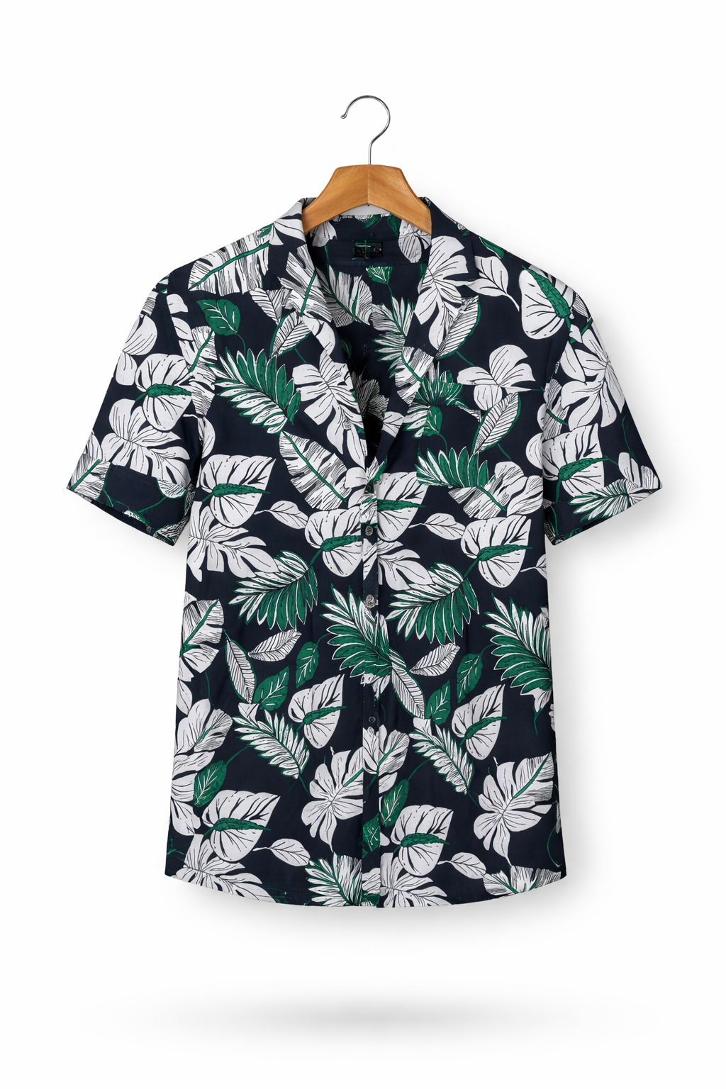 Mediterranean Palm Print Camp Collar Shirt