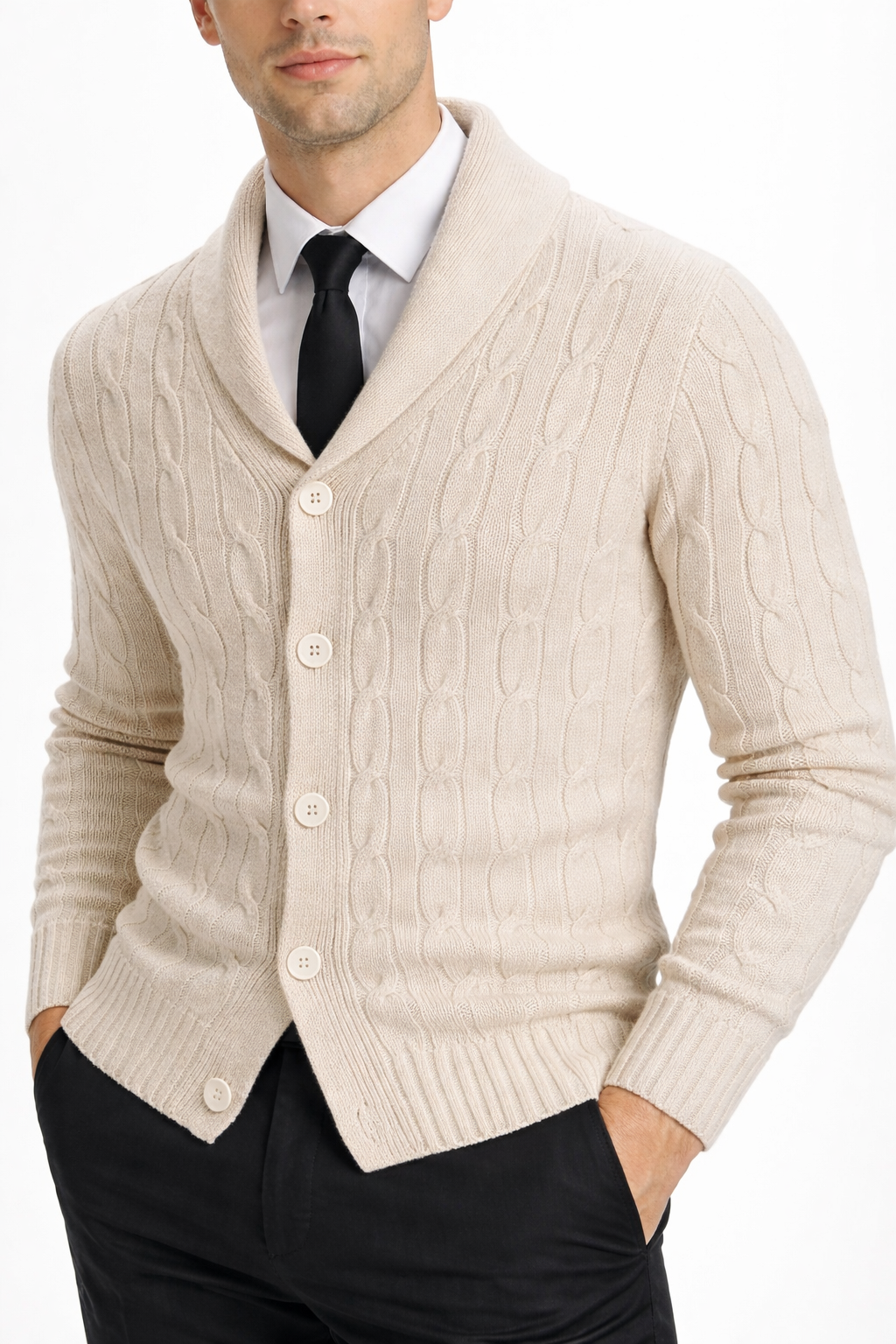 Men’s Cable Knit Button Cardigan