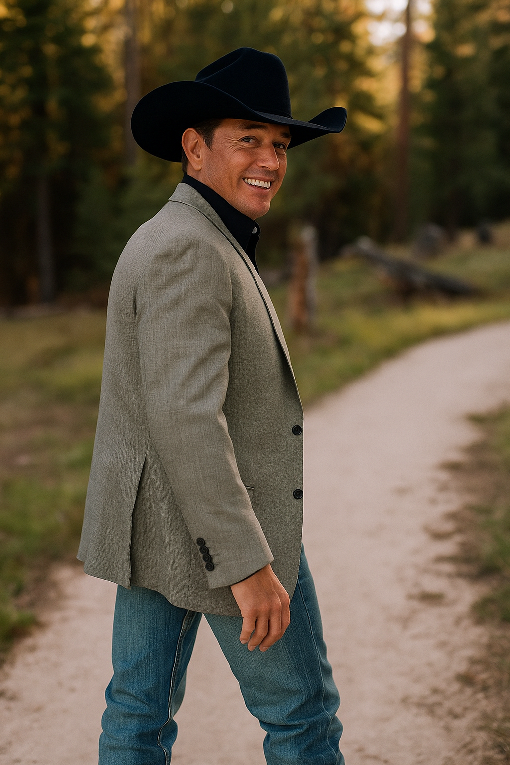 Men’s Grey Cowboy Cut Blazer Jacket