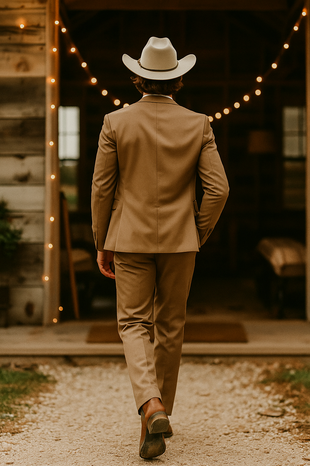 Men’s Tan Three Piece Suit With Jacket Vest And Trousers