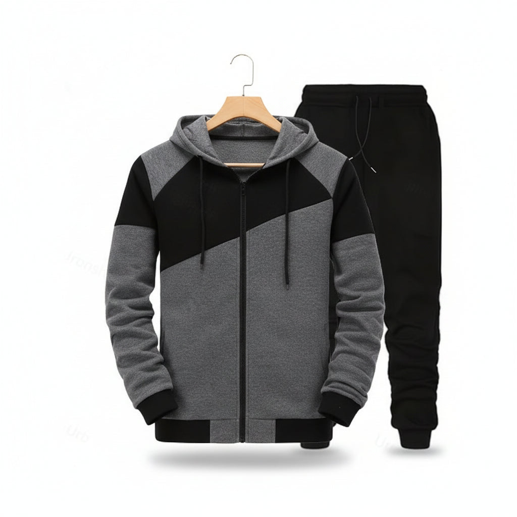 Men's Casual Trendy Patchwork Sports Hoodie Set