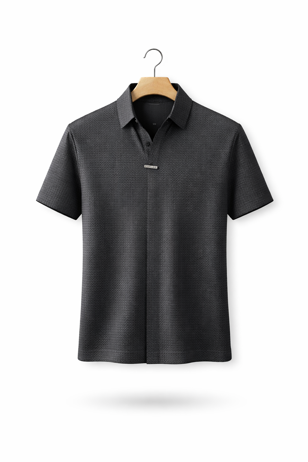 Stretch Waffle Pattern Polo Shirt