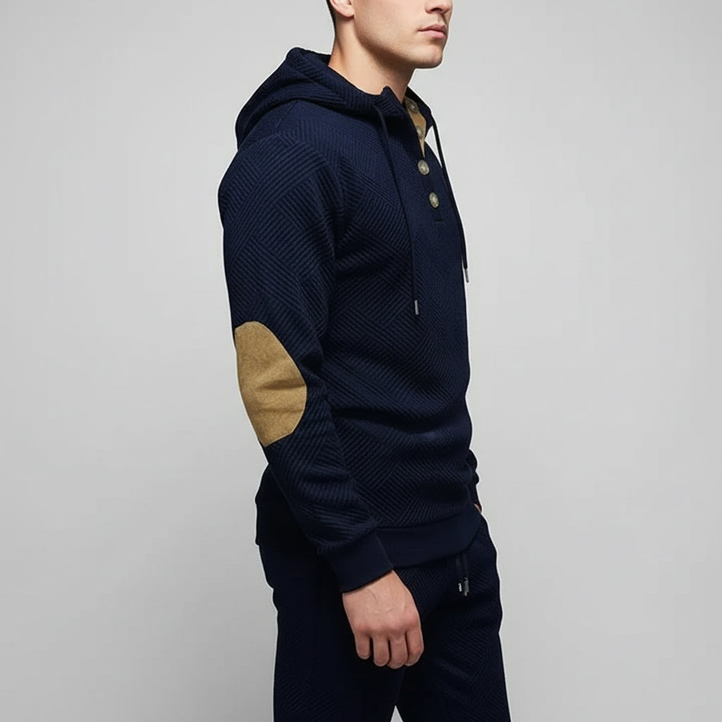 Textured Button Hoodie Set