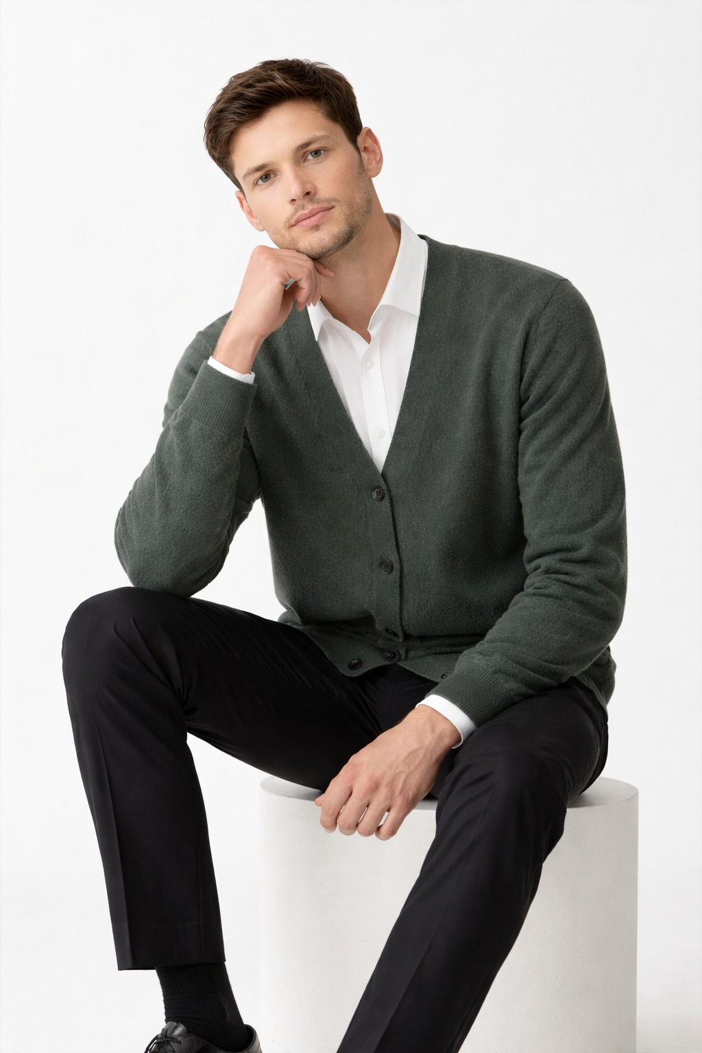 Men’s V Neck Knit Cardigan Sweater Button Front