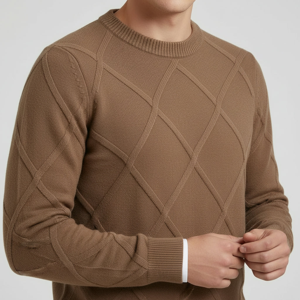 Diamond Texture Crew Sweater