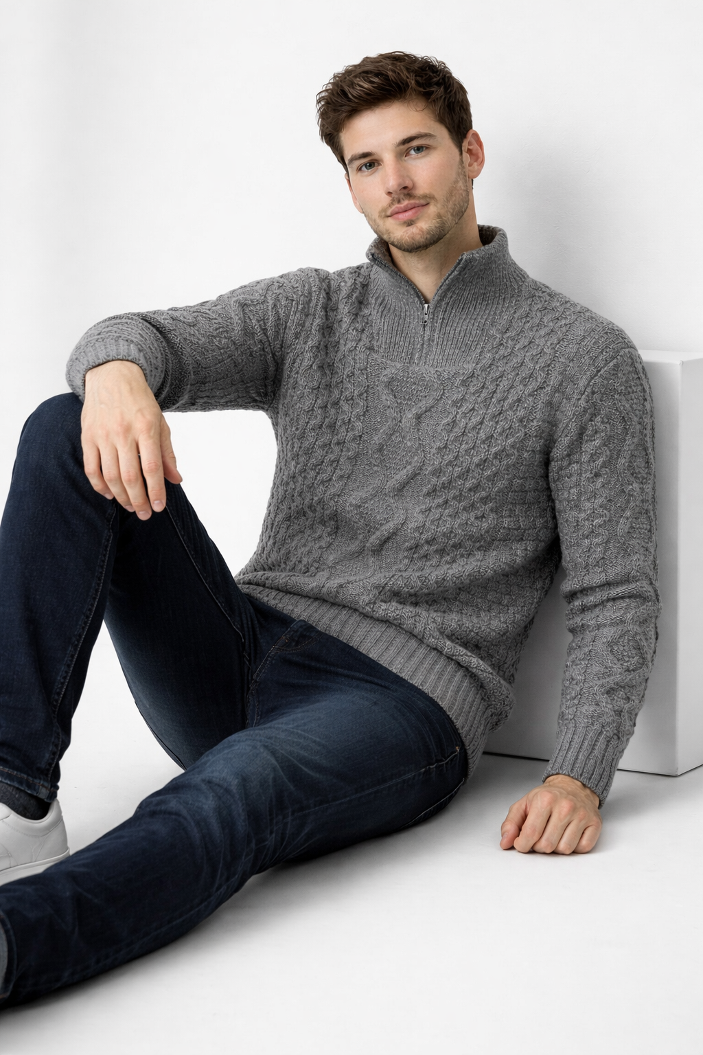 Men’s Cable Knit Half Zip Sweater