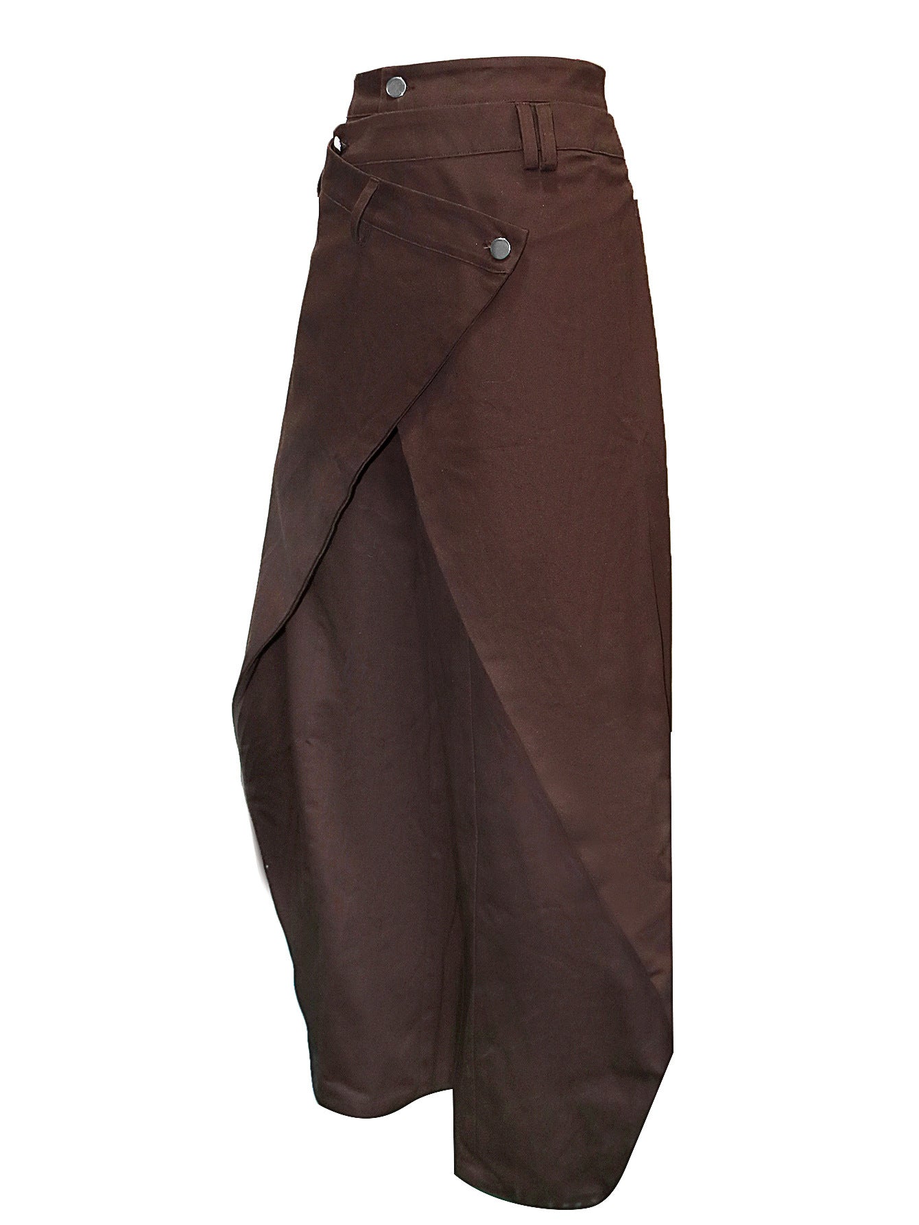 Retro High-waisted Cross-over Metal Buckle Irregular Wide-leg Pants