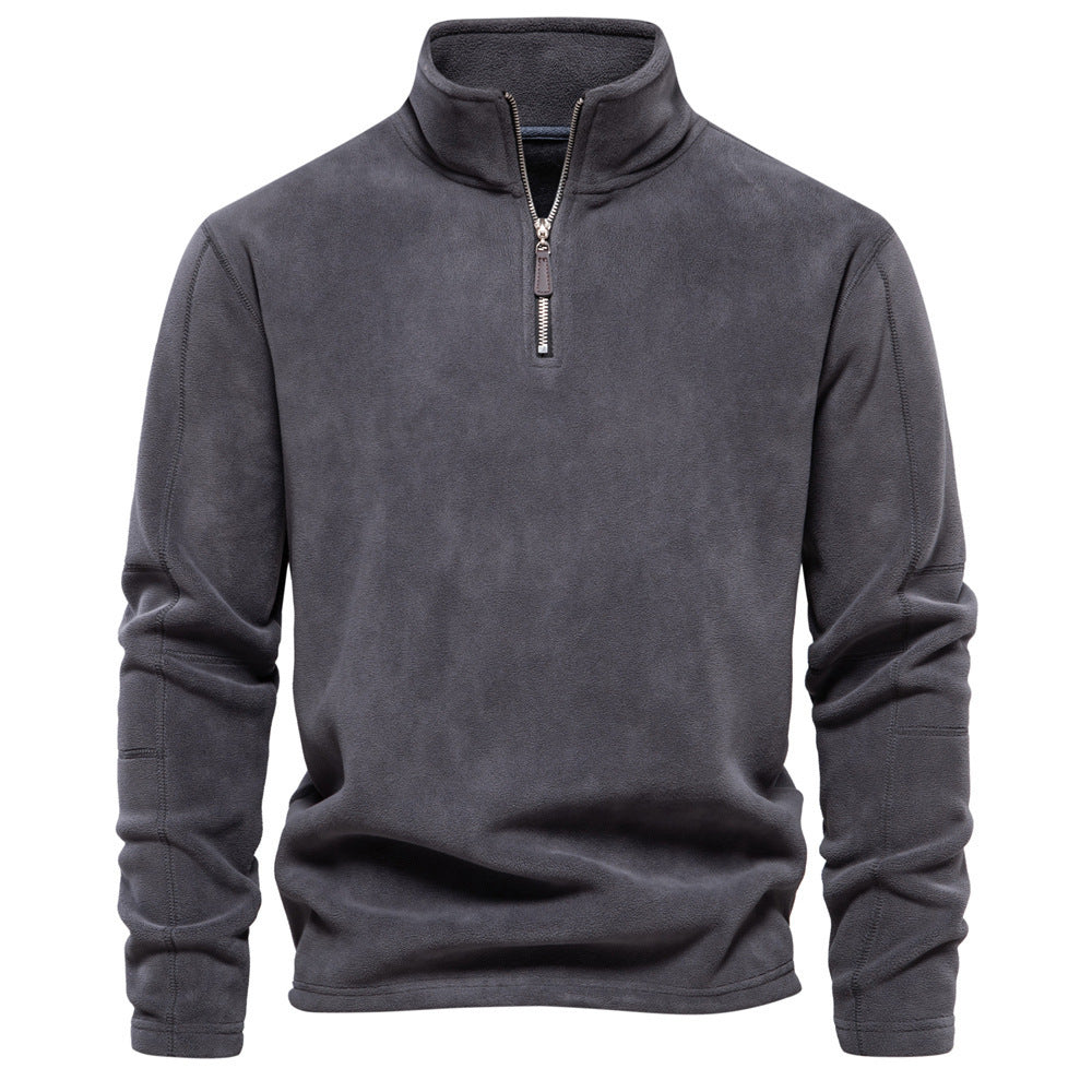 Men’s Long Sleeve Quarter Zip Fleece Top With Stand Collar