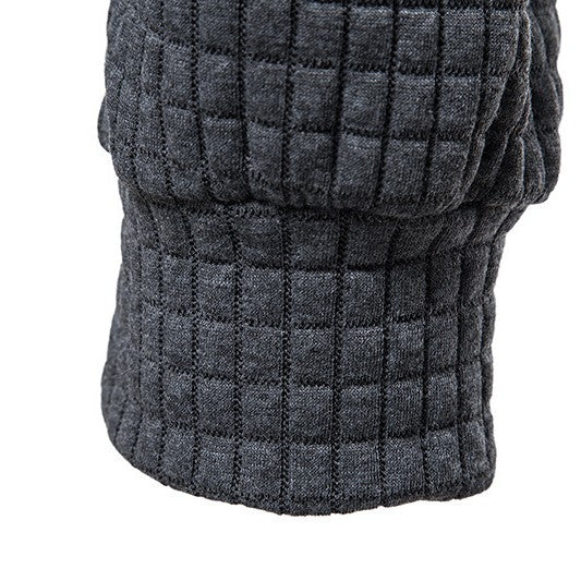 Men’s Long Sleeve Textured Hooded Knit Top With Drawstrings