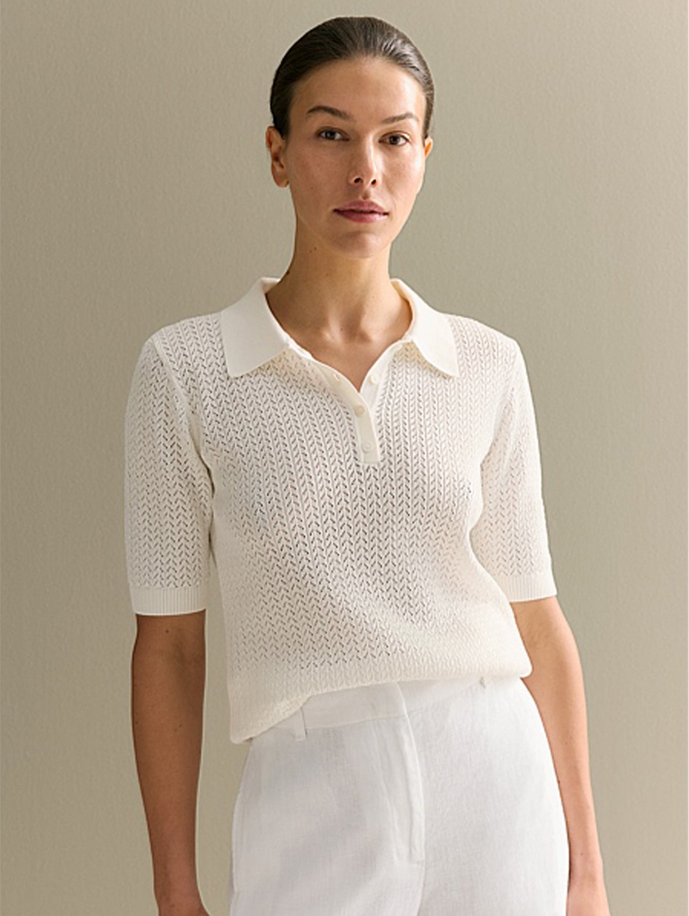 Versatile Short-sleeve Hollow-out Knit Women's Summer Casual