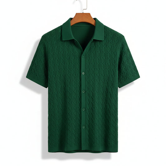 Men’s Cable Knit Short Sleeve Shirt