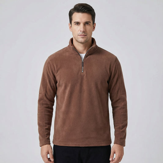 Men’s Long Sleeve Quarter Zip Fleece Top With Stand Collar