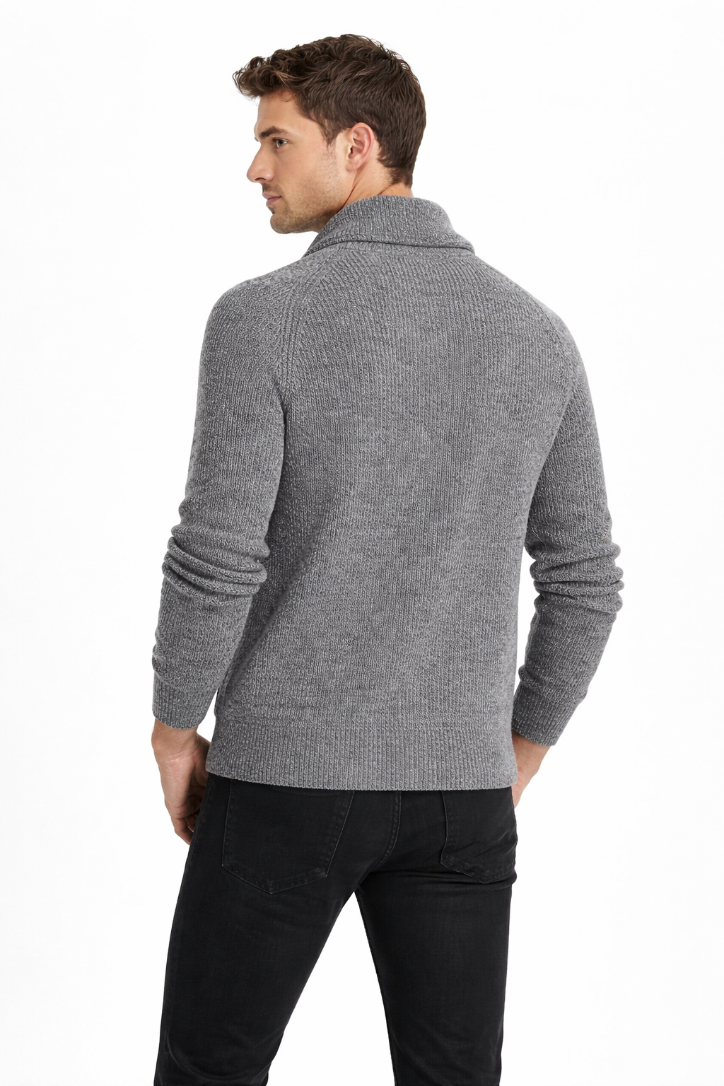 Men’s Knit Cardigan Sweater with Shawl Collar