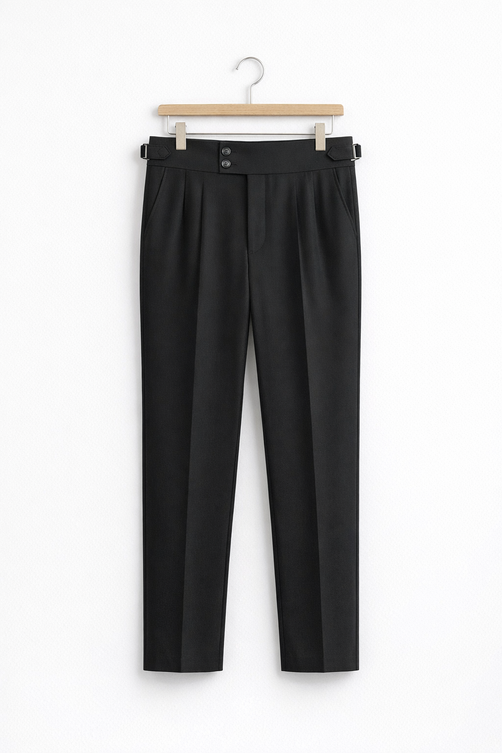 High-Waist Pleated Tailored Trousers