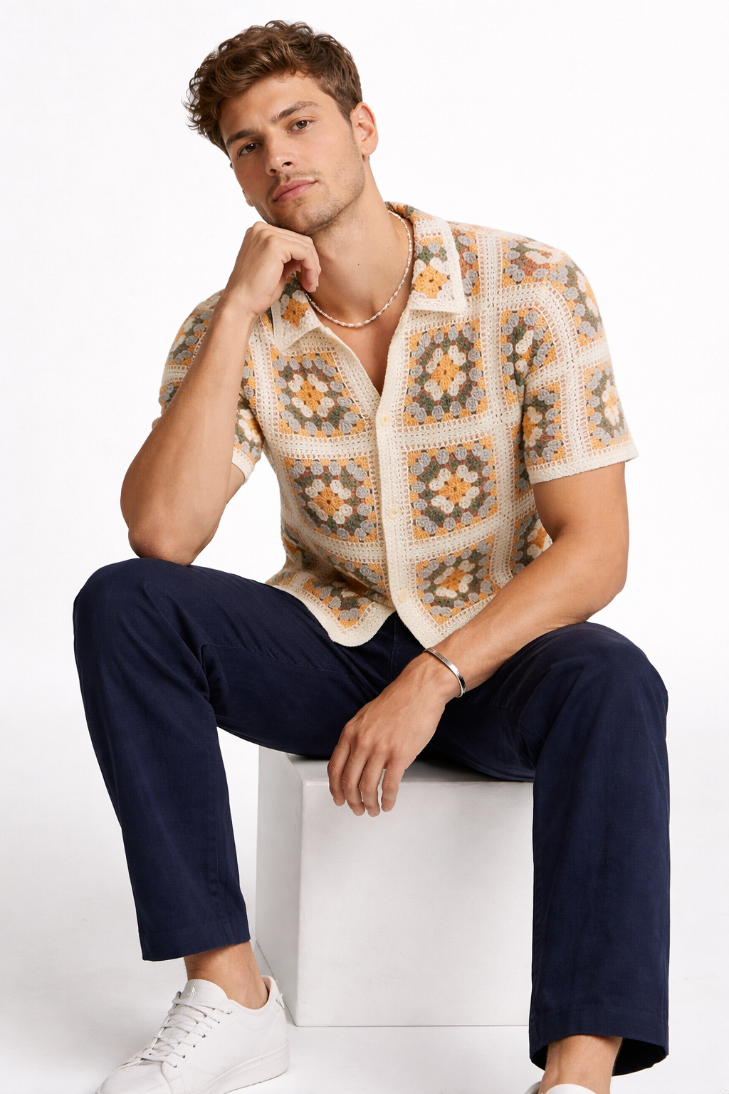 Heritage Grid Crochet Button Shirt