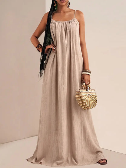 Maxi Dress with Gathered Neckline for Women