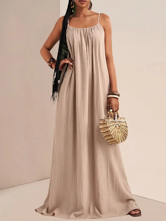 Maxi Dress with Gathered Neckline for Women