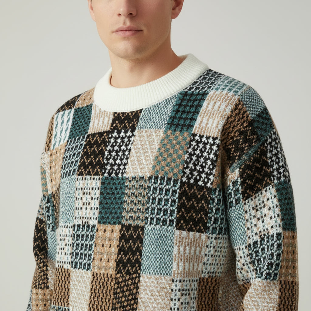 Mosaic Knit Crew Sweater