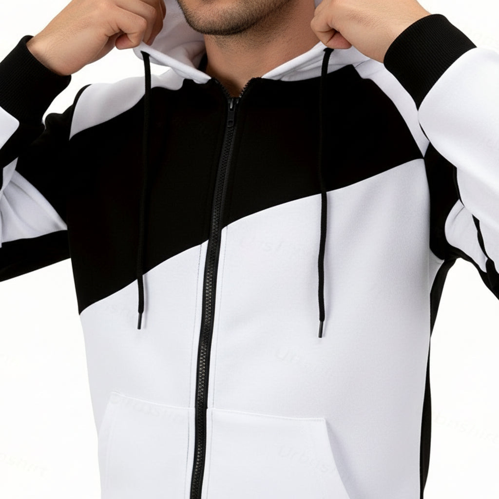 Men's Casual Trendy Patchwork Sports Hoodie Set