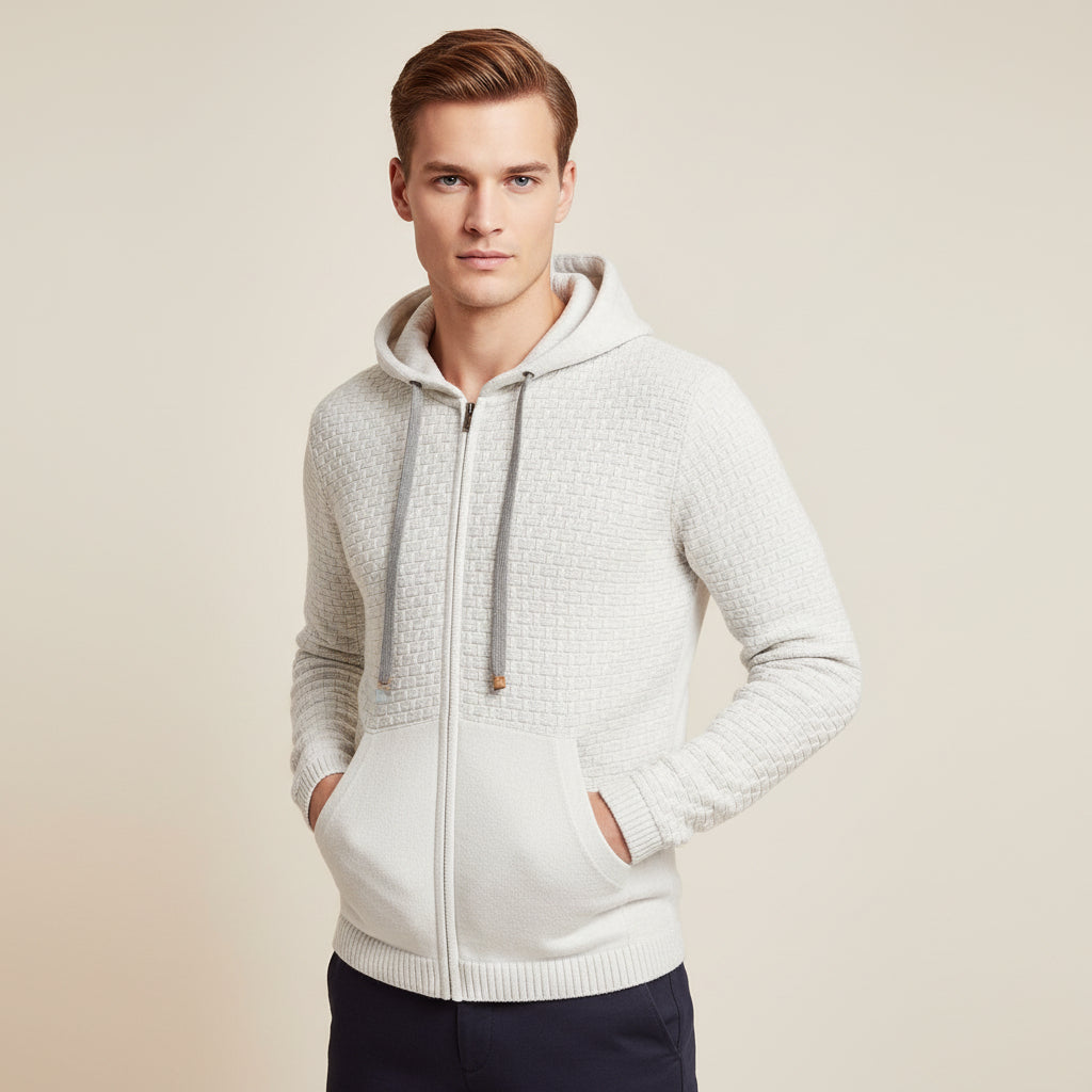 Textured Knit Zip Hoodie