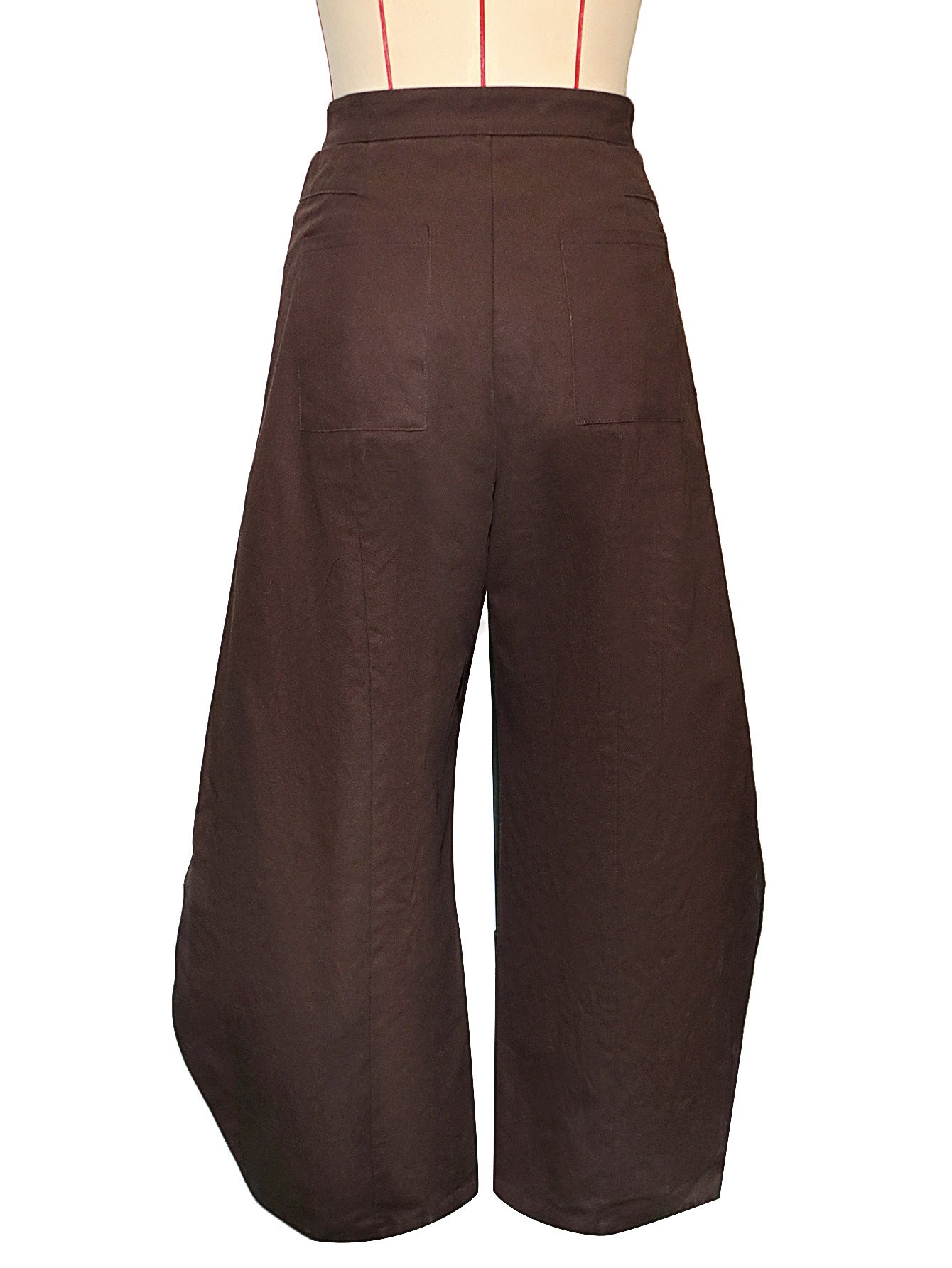 Retro High-waisted Cross-over Metal Buckle Irregular Wide-leg Pants
