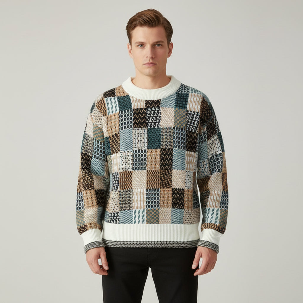 Mosaic Knit Crew Sweater