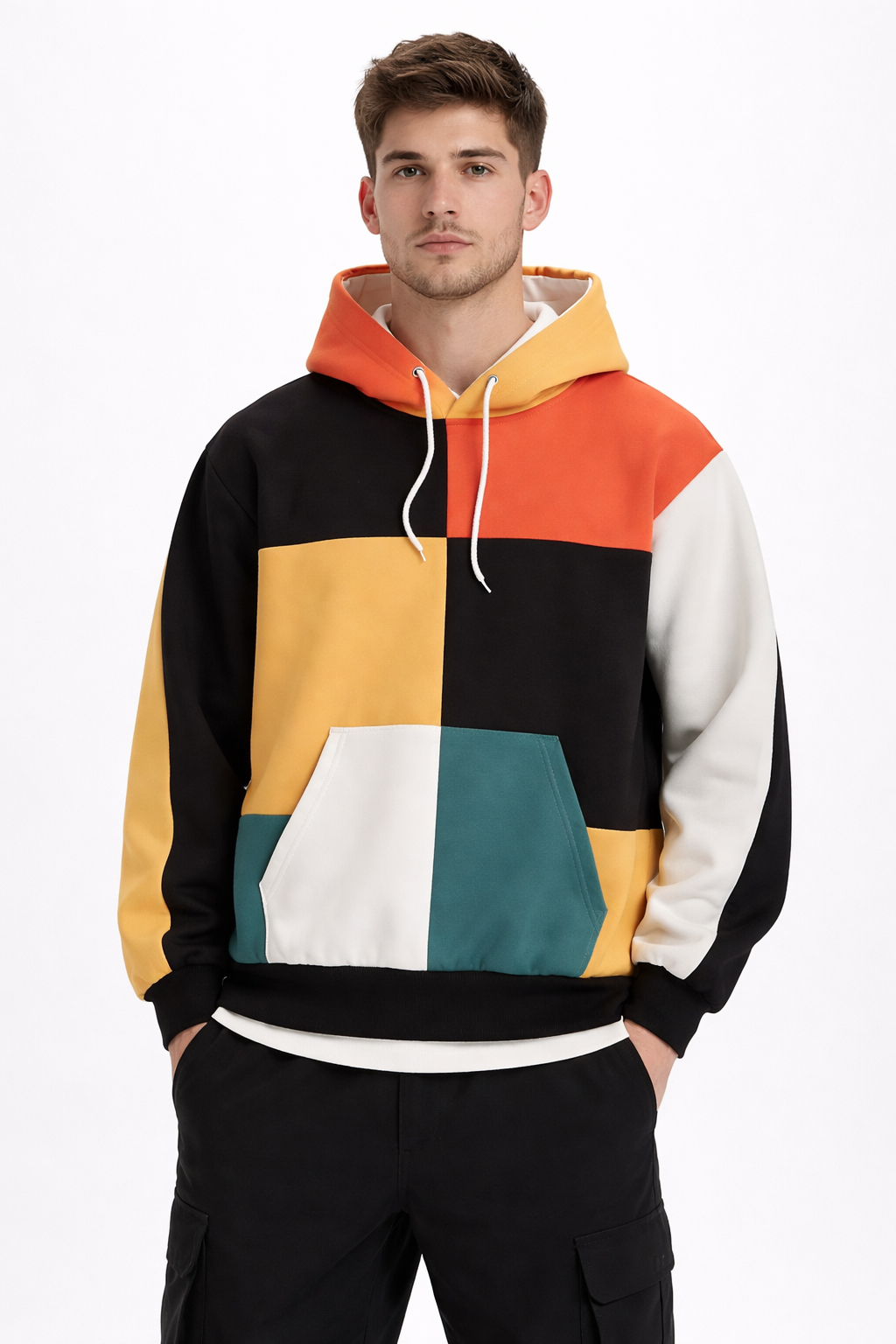 Men’s Patchwork Color Block Hoodie