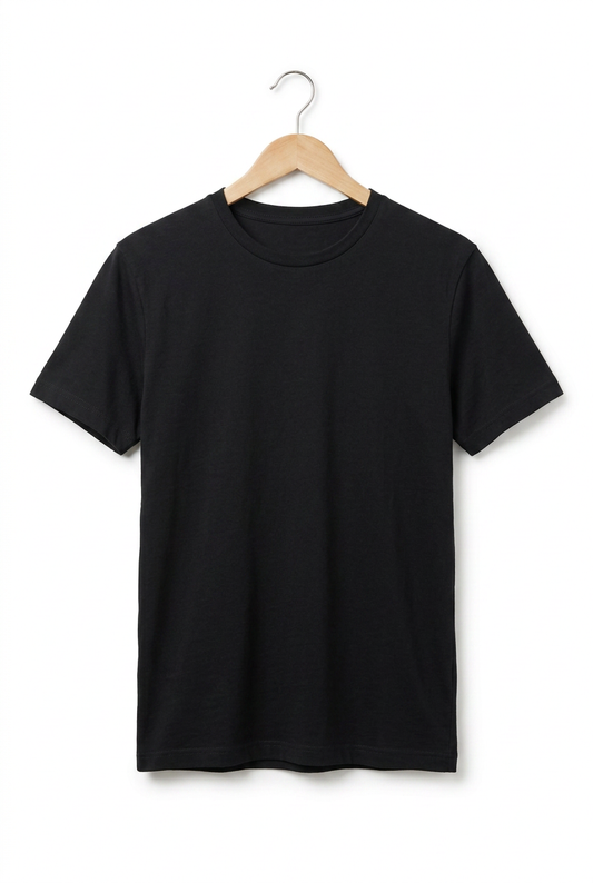 Zwart T-shirt met ronde kraag