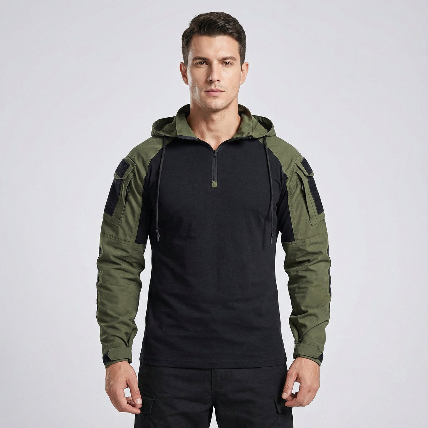 Men’s Long Sleeve Tactical-Style Knit and Woven Shirt