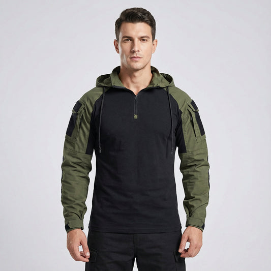 Men’s Long Sleeve Tactical-Style Knit and Woven Shirt