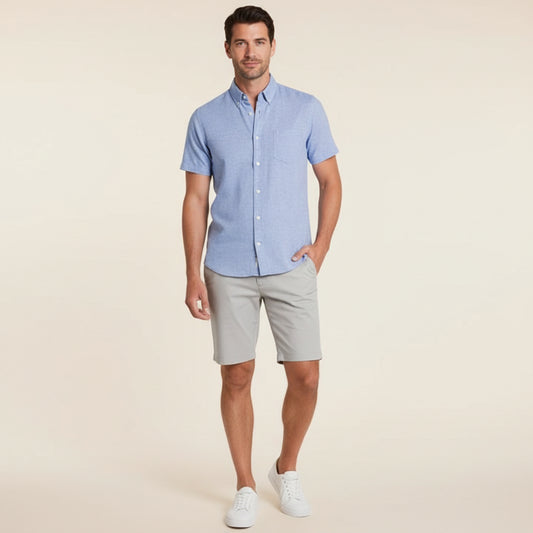 Short Sleeve Light Blue Button Shirt