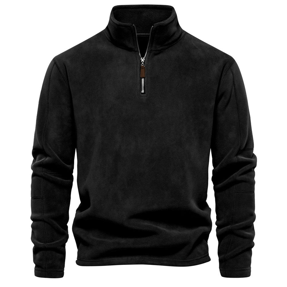Men’s Long Sleeve Quarter Zip Fleece Top With Stand Collar