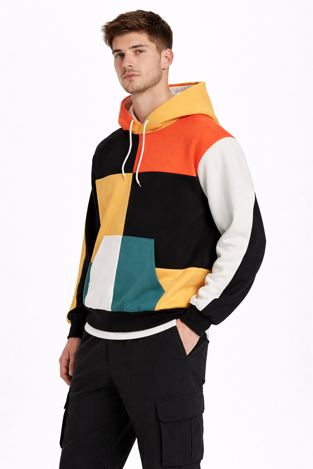 Men’s Patchwork Color Block Hoodie