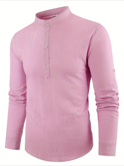 Casual Henley Collar Shirt for Men